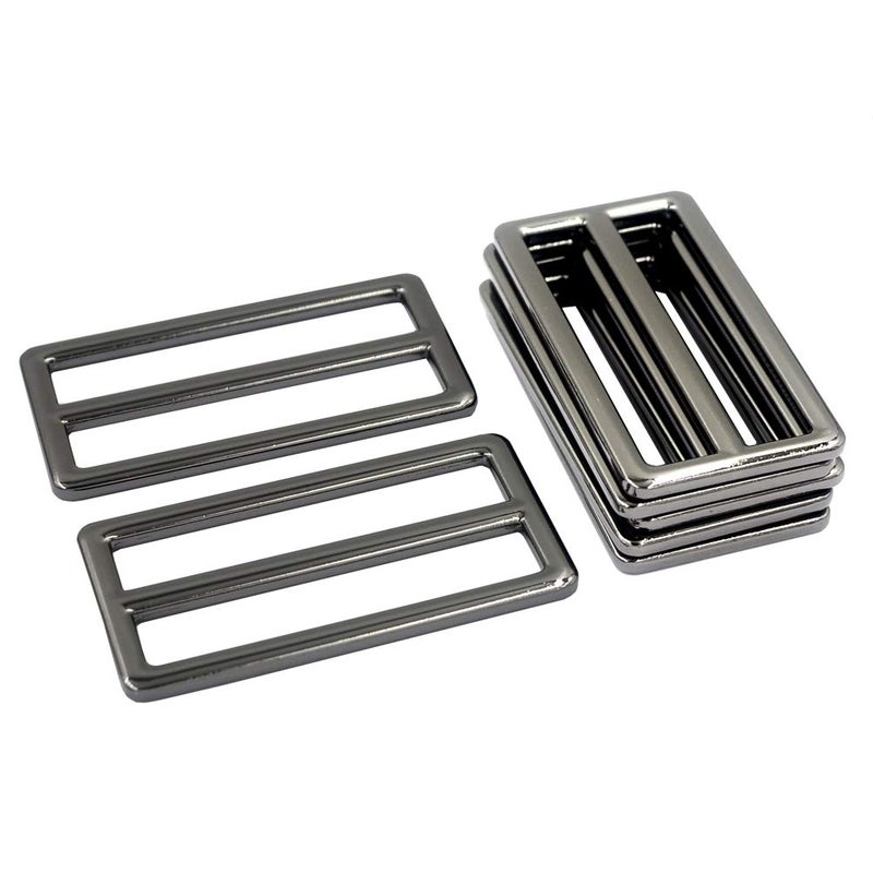 DGOL 2 inch Slider Webbing Strap Tri Glide Buckles Zinc Alloy Tri-glide Buttons Fasteners 10pcs (GUNMETAL) - Image 1